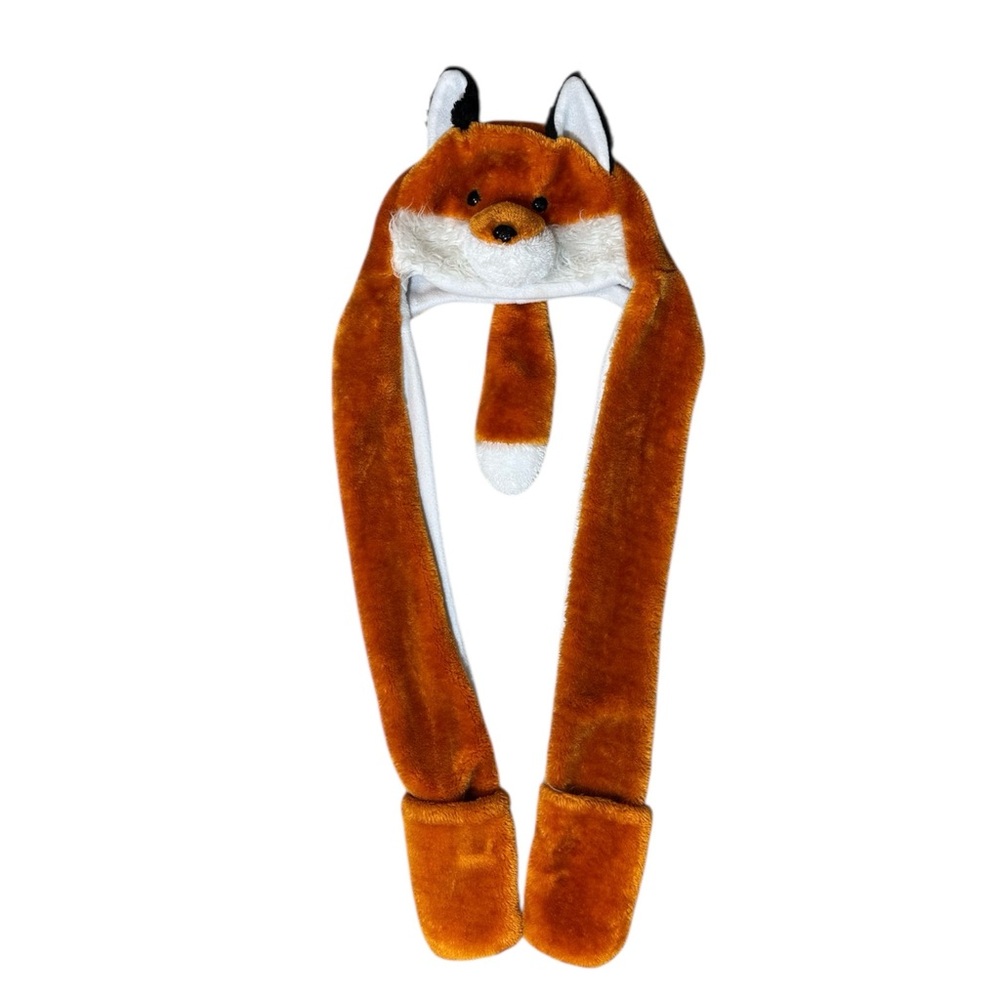 Adorable Fox-Themed Kids Plush Winter Hat with gloves included